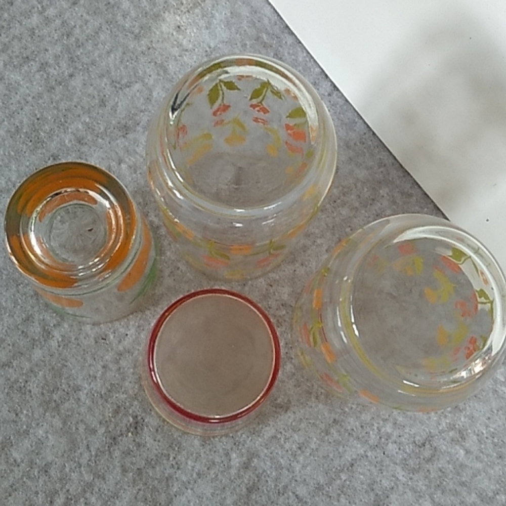 Vintage 1960s 1970s juice tea glasses farmhouse shabby chic boho - Picture 6 of 7